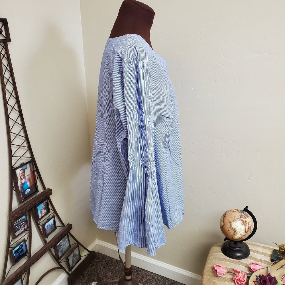 EUC ELOQUII BLUE & WHITE STRIPE TOP SIZE 20 - Picture 4 of 8